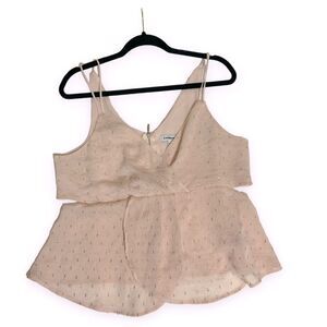 EXPRESS SPAGHETTI Strap Gold Metallic Dot Pink Tank Size Large